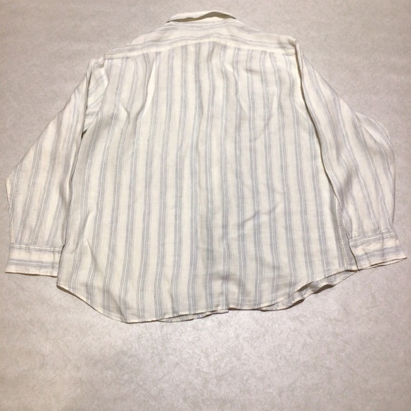 Gap Stripe Long Sleeve Linen Button Down Collard Shirt, Size XXL. - Picture 2 of 9